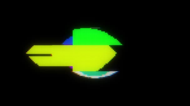 Green pixel eye symbol on glitch lcd led screen display background animation seamless loop ... New quality universal close up vintage dynamic animated colorful joyful cool video footage — Stock Video