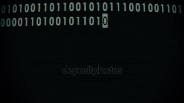 Beyaz bynary kodu eğimli eski tipik hızlı lcd ekran animasyon arka plan döngü - techno neşeli video görüntüleri kodlama yeni kalite retro vintage numaraları harf neden oldu.