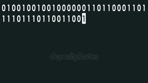 Blanco código binario escritura rápida en pantalla animación plana bucle de fondo - nueva calidad retro vintage números letras codificación techno alegre video metraje — Vídeo de stock