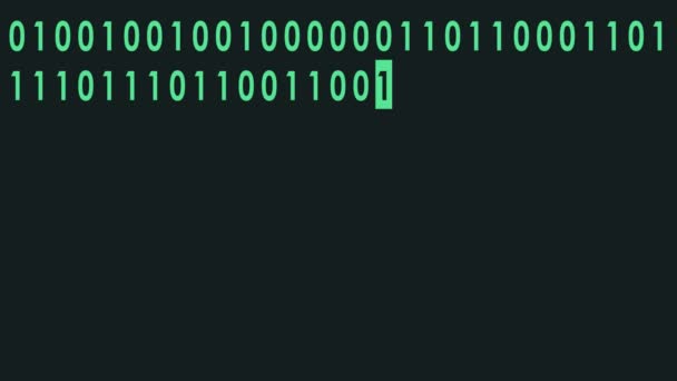Зеленый байнарный код быстрого ввода на дисплее плоской анимации фоновый цикл - новое качество ретро винтажные цифры буквы кодирования техно радостный видеоматериал — стоковое видео