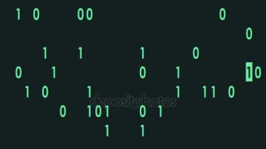 Yeşil bynary kodu hızlı rasgele ekran düz animasyon arka plan döngüde yazarak - yeni kalite retro vintage numaraları kodlama techno neşeli video görüntüleri mektuplar