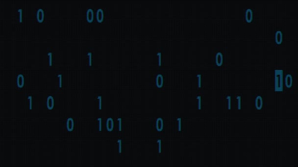 Código bynary azul escritura aleatoria rápida en viejo lcd lcd pantalla animación fondo bucle - nueva calidad retro vintage números letras codificación techno alegre video metraje — Vídeo de stock