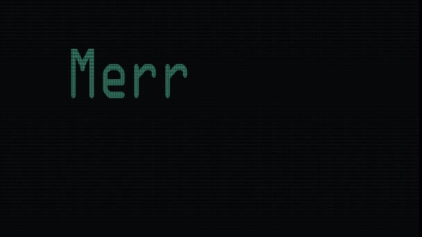 手打字快乐的圣诞单词写在绿色的老 led lcd 管计算机显示屏幕关闭像素动画-新的质量复古未来的措辞排版视频片段循环 — 图库视频影像