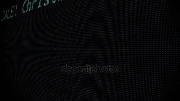 Hand typing christmas sale words writing on green old led lcd tube computer display screen close up pixel animation - new quality retro vintage futuristic wording typography video footage loop — Stock Video