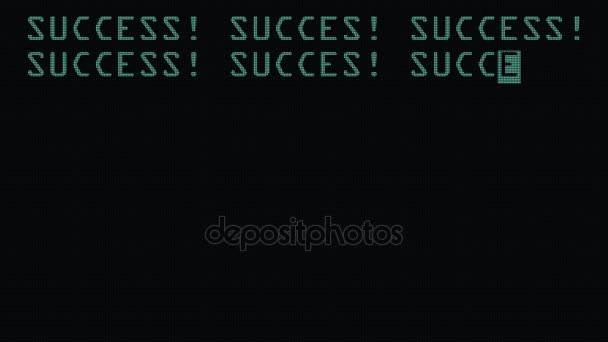 Много слов успеха текста печатание текста на старом компьютере ЖК-дисплей трубки экрана телевизора фоновый мигающий анимация Новое качество универсальное винтажное движение динамические анимированные ретро красочные радостное видео — стоковое видео