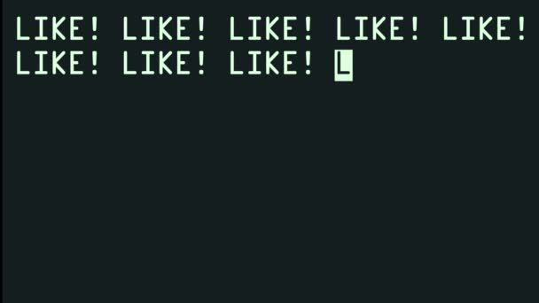 Viele wie Wort-Text-Eingabe Schreiben auf alten Computer lcd LED-Röhre TV-Bildschirm-Bildschirm Hintergrund blinkende Animation neue Qualität universelle vintage motion dynamische animierte retro bunte fröhliche Video — Stockvideo