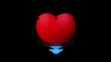 kalp dikey aksaklık girişim üzerinde dijital eski led lcd bilgisayar tv ekran animasyon sorunsuz döngü - yeni dinamik tatil retro neşeli renkli vintage video görüntüleri