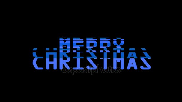 Merry christmas woorden glitch interferentie ruiseffect close-up naadloze loops animatie achtergrond - nieuwe kwaliteit retro vintage moderne futuristische formulering typografie videobeelden — Stockvideo