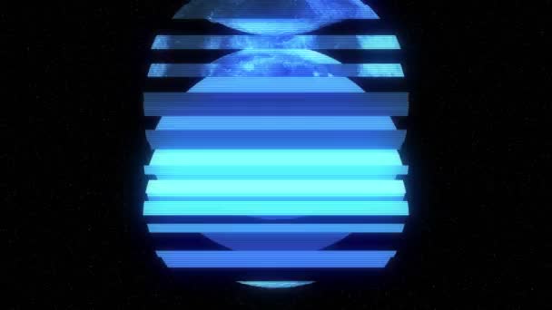 pleine lune sur jumpy rouge glitch vieux lcd led tv écran d'ordinateur affichage boucle transparente animation noir étoiles fond - nouvelle qualité naturel coloré joyeuse séquence vidéo 