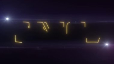 Sarı lazer neon satış metin ile parlak ışık optik fişekleri animasyon siyah arka planda - yeni kalite retro vintage disko dans hareket neşeli addvertisement ticari video görüntüleri döngü tasarım