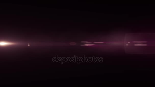 Horizontale bewegende paarse lampjes optische lens flares glanzende animatie kunst achtergrondanimatie - nieuwe kwaliteit natuurlijke verlichting lamp stralen glanzend effect dynamische kleurrijke vakantie heldere videobeelden — Stockvideo