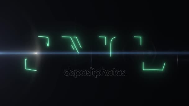 Grüner laser neon verkauf text mit glänzendem licht optische fackeln animation auf schwarzem hintergrund - neue qualität retro vintage disco dance motion freudige werbung kommerzielle videoaufnahmen loop design — Stockvideo