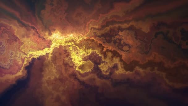 Природный красивый мрамор турбулентный красный золотой узор текстуры анимации фон - новое уникальное качество красочный радостный эффект движения красителя волна динамический праздник минералогии науки добычи видео кадры — стоковое видео