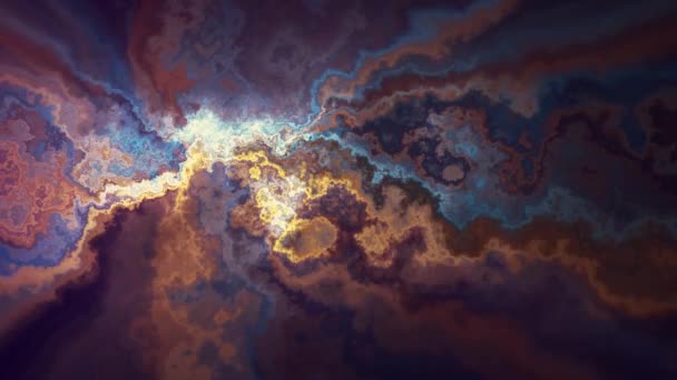 Naturel beau marbre turbulent motif bleu jaune texture animation fond - nouvelle qualité unique coloré joyeux mouvement teinture effet vague dynamique vacances minéralogie science minière vidéo 