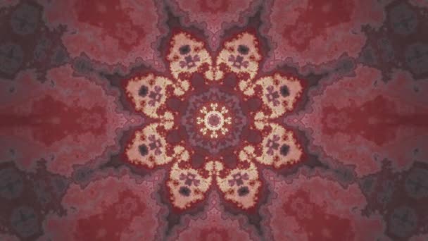 Caleidoscopio ornamentale rosso minerale marmo texture movimento modello animazione sfondo - Nuova qualità retrò vintage vacanza forma colorato universale movimento dinamico animato gioioso video musicale — Video Stock