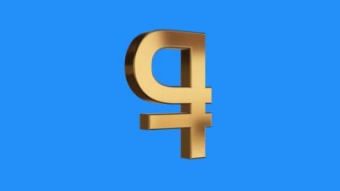 Altın Rus Rublesi yen işareti iplik animasyon sorunsuz döngü mavi arka plan - yeni kalite benzersiz mali iş üzerinde dinamik hareket video görüntüleri animasyonlu