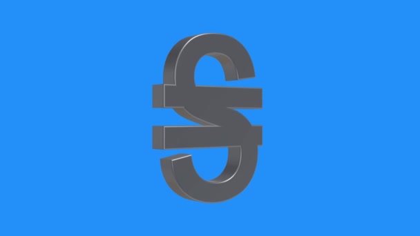 Серебряная украинская гривна знак вращения анимации бесшовный цикл на синем фоне - новое качество уникального финансового бизнеса анимированные динамические видео движения — стоковое видео