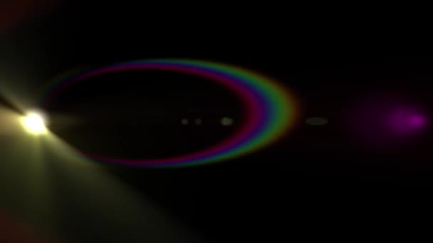 Rörliga lampor optisk lins nödraketer glänsande animation konst bakgrund - ny kvalitet naturlig belysning lampa strålar effekt dynamiska färgglada ljusa videofilmer — Stockvideo
