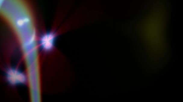 Движущиеся огни оптические линзы вспышки блестящий анимационный фон искусства - новое качество естественного освещения лампы лучи эффект динамические красочные яркие видео кадры — стоковое видео