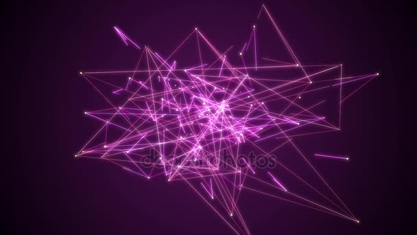 Connessioni di rete esplosione rosa viola neon nube astratto sfondo animazione - nuova tecnologia dinamica movimento colorato video — Video Stock