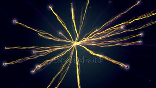 Connessioni di rete esplosione giallo plasma neon nube astratto sfondo animazione - nuova tecnologia dinamica movimento colorato video — Video Stock