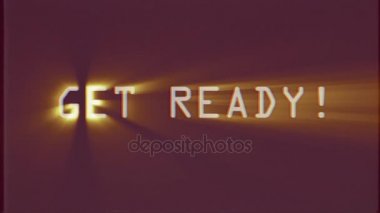 parlak video oyunu almak hazır metin ışık ışınları eski vhs retro etkisi tv ekran animasyon arka plan sorunsuz döngü üzerinde - yeni kalite evrensel retro vintage renkli motivasyon video hareketli