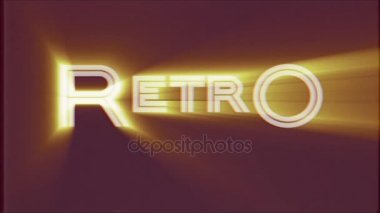 parlak Retro word metni üzerinde eski bilgisayar tv vhs aksaklık parazit gürültü ekran animasyon siyah arka plan sorunsuz döngü - yeni kalite evrensel retro vintage hareket renkli motivasyon video etkisi