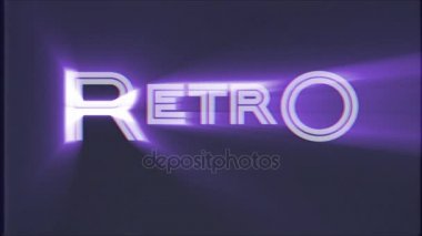parlak Retro word metni üzerinde eski bilgisayar tv vhs aksaklık parazit gürültü ekran animasyon siyah arka plan sorunsuz döngü - yeni kalite evrensel retro vintage hareket renkli motivasyon video etkisi