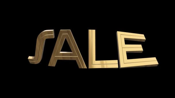 Golden Sale Word Unbend Animation auf schwarzem Hintergrund - neue Qualität einzigartigen Finanzgeschäft animierte dynamische Bewegung Videomaterial — Stockvideo