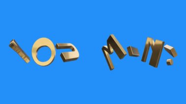 Altın kazanmak word mektup parçaları spin animasyon mavi ekran arka planda - yeni kalite benzersiz mali iş toplama dinamik motivasyon hareket metni glamour video görüntüleri animasyonlu