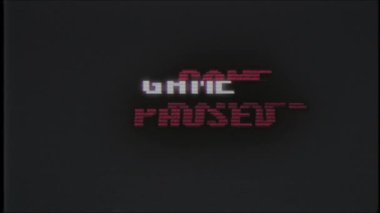 Retro video oyunu oyun durmuş metin bilgisayar eski tv vhs aksaklık parazit gürültü ekran animasyon sorunsuz döngü yeni kalite evrensel vintage hareketli dinamik animasyonlu arka plan renkli neşeli video