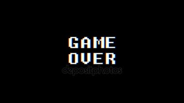 Retro video oyunu Game Over metin bilgisayar eski tv arıza parazit gürültü ekran animasyon sorunsuz döngü - yeni kalite evrensel vintage hareket dinamik animasyonlu arka plan renkli neşeli video