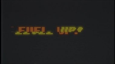Retro videogame düzey yukarı metni bilgisayar eski tv vhs aksaklık parazit gürültü ekran animasyon sorunsuz döngü - yeni kalite evrensel vintage hareket dinamik animasyonlu arka plan renkli neşeli video