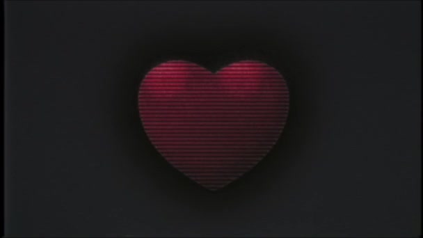 Coeur sur ordinateur vieux blured tv vhs glitch interférence bruit écran animation boucle transparente - Nouvelle qualité universelle vintage mouvement dynamique animé fond coloré joyeuse vidéo
