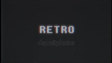 video oyunu Retro metin bilgisayar eski tv arıza vhs üzerinde parazit gürültü ekran animasyon sorunsuz döngü - yeni kalite evrensel vintage hareketli dinamik animasyonlu arka plan renkli neşeli video etkisi