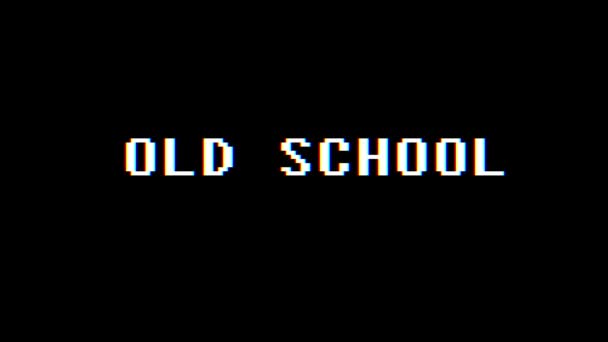 Retro videojáték Old School szöveg a számítógép régi tv fénylik zavaró zaj képernyő élénkség varrat nélküli hurok - új minőségű univerzális vintage dinamikus animációs háttér színes örömteli mozgóképes — Stock videók