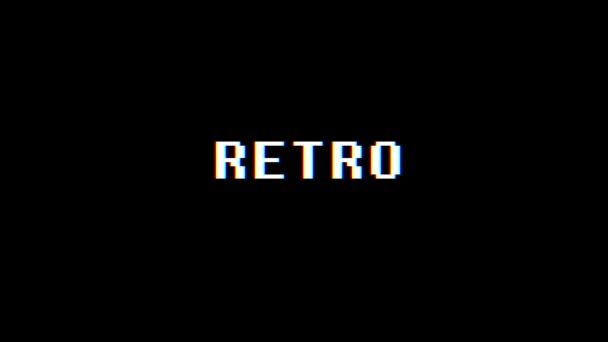 Videogame Retro κείμενο στον υπολογιστή παλιά τηλεόραση glitch παρεμβολές θορύβου οθόνη animation αδιάλειπτη βρόχο - νέα ποιότητα καθολική vintage δυναμική κινούμενο φόντο πολύχρωμο χαρούμενη βίντεο κίνησης — Αρχείο Βίντεο