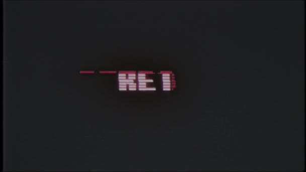 Videospiel retro text auf computer alt tv glitch vhs effekt störung rauschen bildschirm animation nahtlose schleife - neue qualität universal vintage motion dynamischer animierter hintergrund bunt freudig video — Stockvideo