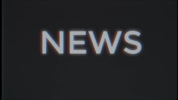 NEWS word on computer old tv vhs effect glitch interference noise screen animation seamless loop - New quality universal vintage motion dynamic animated background colorful joyful video — Stock Video