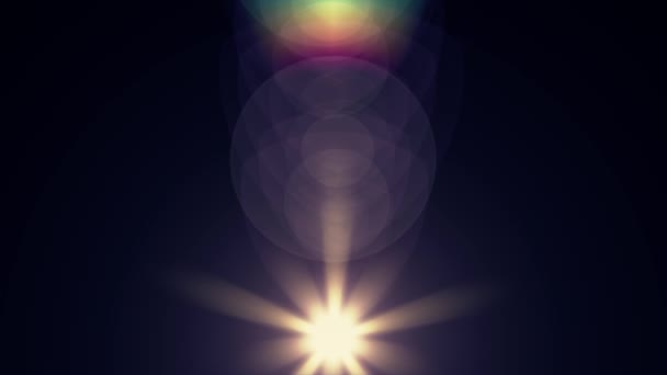 Вертикальні рухомі вогні оптична лінза спалахує блискучий анімаційний художній фон нова якість природного освітлення лампи промені ефект динамічний барвистий яскравий відеозапис — стокове відео