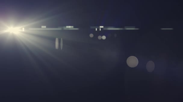 Horisontella rörliga lampor optisk lins nödraketer glänsande bokeh animation konst bakgrund - ny kvalitet naturlig belysning lampa strålar effekt dynamiska färgglada ljusa videofilmer — Stockvideo
