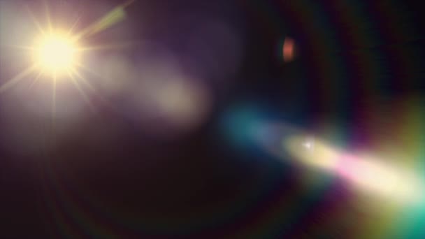 水平移動ライト光学レンズ フレア アニメーション美術背景の光沢のあるボケ味 - 新しい品質自然照明ランプ光線効果動的カラフルな明るい映像 — ストック動画