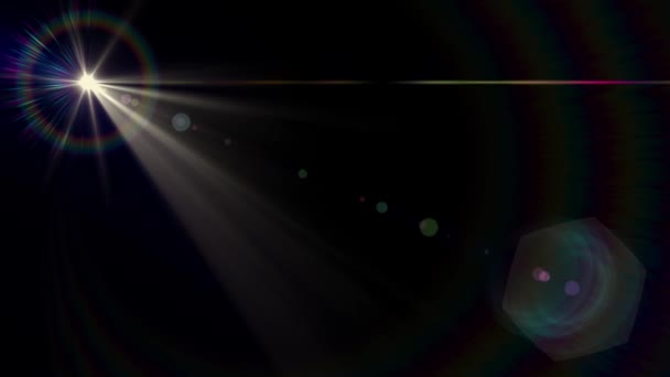 Vízszintes mozgó fények optikai lencse trapéznadrág fényes bokeh animáció művészeti háttér - új minőségű természetes világítás lámpa sugarak hatása dinamikus színes világos videofelvétel — Stock videók