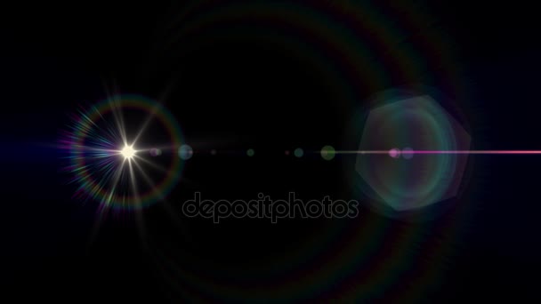 Горизонтальні рухомі вогні оптична лінза спалахує блискучий анімаційний художній фон боке - нова якість природного освітлення лампи промені ефект динамічний барвистий яскравий відеозапис — стокове відео