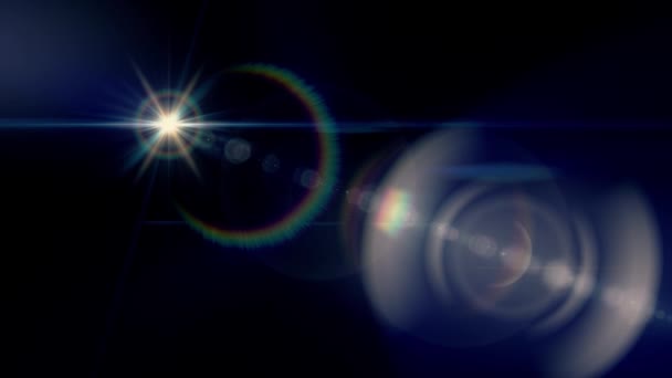 폭발 섬광 광학 렌즈 플레어 변화무쌍 한 애니메이션풍 예술을 배경으로 한 새로운 품질의 천연 조명 램프 효과 다채 로운 밝은 영상 촬영 — 비디오