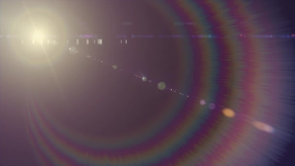 水平移動ライト光学レンズ フレア アニメーション美術背景の光沢のあるボケ味 - 新しい品質自然照明ランプ光線効果動的カラフルな明るい映像 — ストック動画
