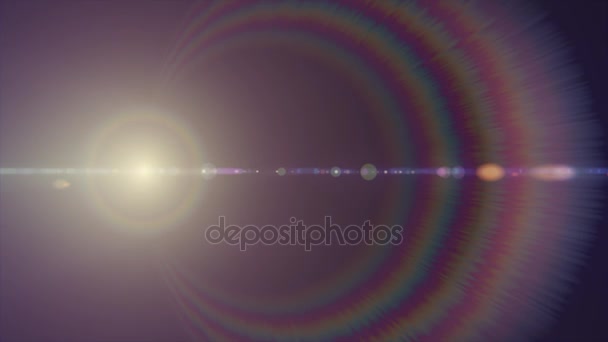 Vodorovné pohybující světla optické čočky světlice lesklé bokeh animace umění pozadí - nové kvalitní přirozené osvětlení lampy paprsky efekt dynamické barevné světlé video záběrů — Stock video