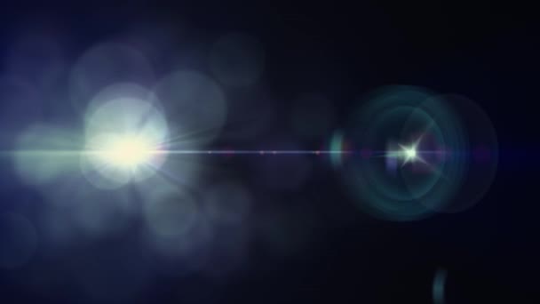 Horizontale bewegende lichten optische lens flares glanzende bokeh animatie kunst achtergrond - nieuwe kwaliteit natuurlijke verlichting lamp stralen effect dynamische kleurrijke heldere videobeelden — Stockvideo