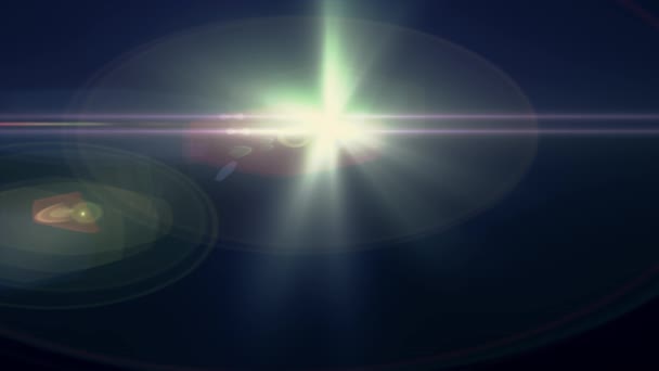 Horizontale Sonne bewegliche Lichter optische Linse fackelt glänzende Animation Kunst Hintergrund - neue Qualität natürliches Licht Lampe Strahlen Effekt dynamische bunte helle Videomaterial — Stockvideo