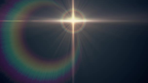 Horizontal sun moving lights optical lens flares shiny animation art background - new quality natural lighting lamp rays effect dynamic colorful bright video footage — Stock Video